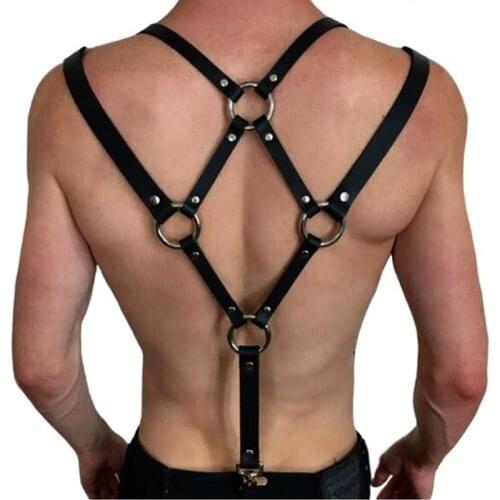 Sexy Men Body Chest Bondage Punk Garter Belts Leather Suspenders Men Body Harness Belts Goth Punk Strap Fashion Garter Straps