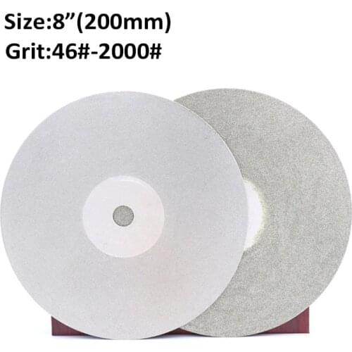 8 Inch 200mm Single Side Diamond Coated Flat Lap Wheel Polishing Wheels Jewelry Grinding Polished Disc 46-2000 Grit