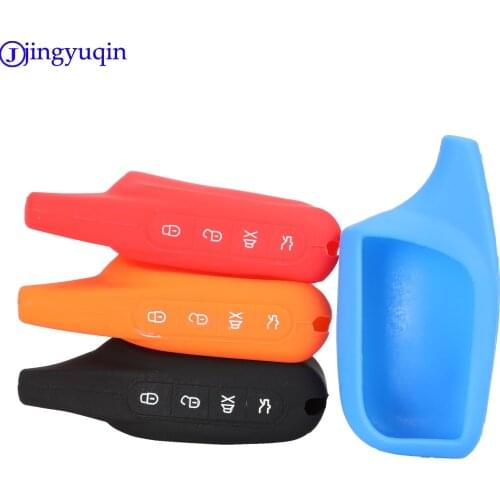 Jingyuqin Silicone Key Case For Russian Version 2-Way Car Alarm System LCD Remote Control Keychain