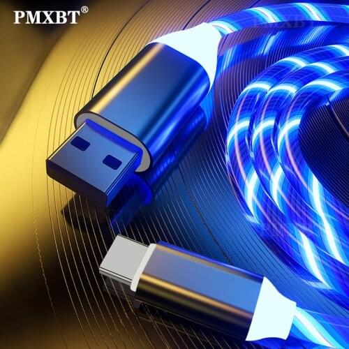 Glowing Charging Mobile Phone Cable Micro USB Type C LED Flow Luminous Lighting Data Wire For Samsung Huawei Xiaomi Charge Kable