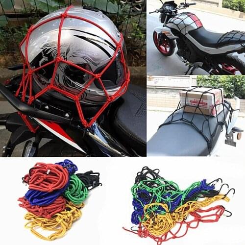 Universal 6 Hooks Bungee Cargo Net Motorcycle Motorbike Helmet Hold Down Fuel Tank Luggage Mesh Storage Organizer Net Bag