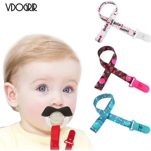 Baby Pacifier Clip Chain Cartoon Adjustable Ribbon Dummy Soother Holder Chain Anti-drop Buckle Strap for Pacifier Infant Feeding