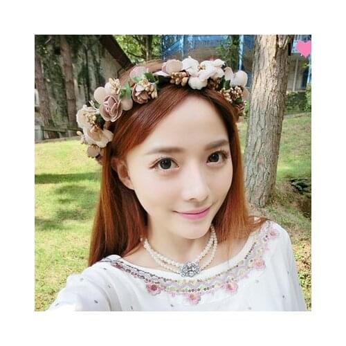 Female flower wreath tiara hair accessories seaside holiday flower studio photography bride bridesmaid accessories Gift