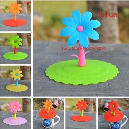200pcs Sunflower Lacet Anti-Dust Silicone Lids For Tea Cup Cover Coffee Caneca Xicara Tea Cup Vasos De Plastico Suction Seal