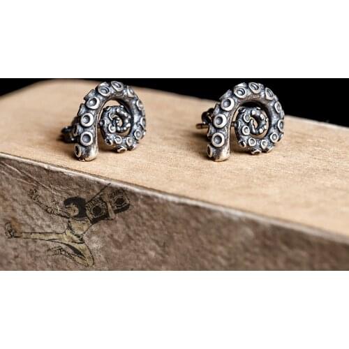 2021 New S925 Sterling Silve Octopus Tentacle Ears Stud Earrings Women Punk Earrings Vintage Wedding Jewelry Gifts for Girls Wom