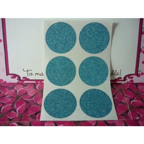 3.8cm Round Glitter Turquoise Sticker