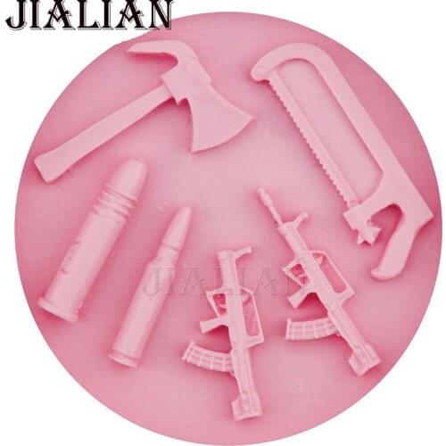 3D Ax Saw Hammer Gun Shape Fondant Chocolate Candy Silicon Cake baking Mold, Fondant Cake DecoratingTools Clay Resin T0652