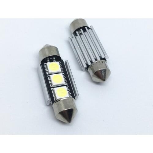 50pcs 36mm 39mm 41mm Dome ligh Festoon 3 SMD 5050 LED White Car Light CANBUS Error Free C5W LED Lamp auto Bulb interior light