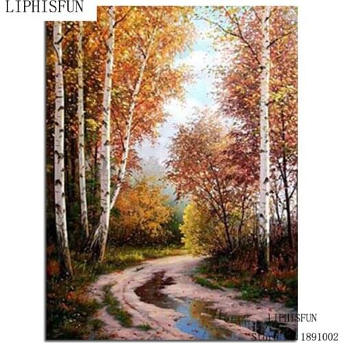 White Birch Forest Diamond Draw Rhinestone Cross Stitch Diy Full Diamond Embroidery Household Adornment