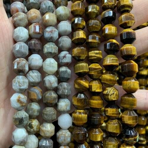 10mm Natural Crazy Agate Yellow Tiger Eye Stone Beads 15'' Lantern DIY Loose Beads For Jewelry Making Beads Bracelet Necklace