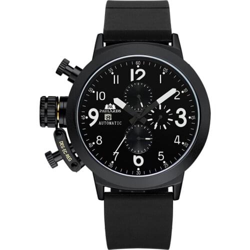 Self-Winding Mechanical Watch Men Fashion Design Rubber Strap Casual Sports Multifunctional Clock Montre Homme 2021 NEW