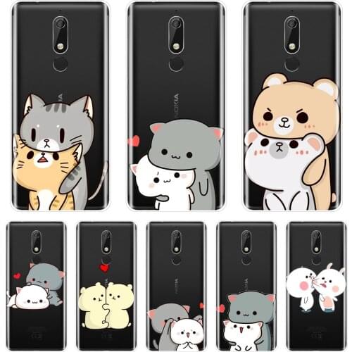 TPU Back Cover For Nokia 2.1 3.1 5.1 6.1 7.1 Silicone Soft Kawaii Cute Cat Girl Phone Case For Nokia 7.1 6.1 5.1 2.1 Plus Case