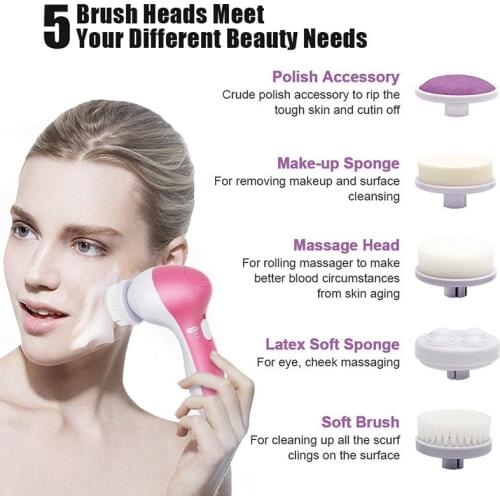 Electric Face Deep Cleansing Brush 7 IN 1Spin Pore Cleaner Facial Massager Skin Care Face Wash Machine Makeup Remove Waterproof