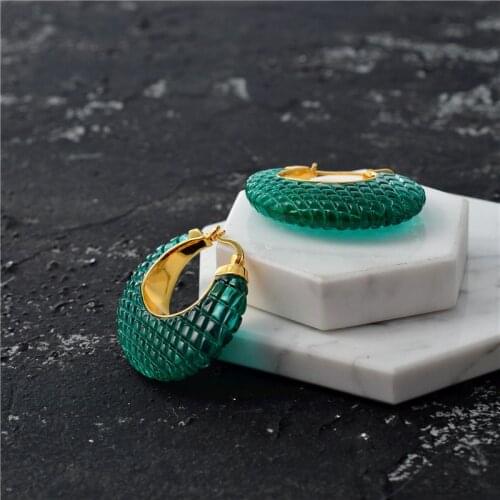 European and American designer elliptical hive acrylic transparent resin Earring Woman simple personality cold wind Circle