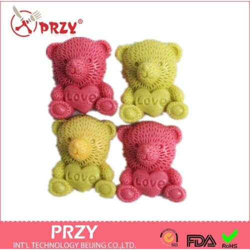 Cute Bear Silicone Mold - Mould Gum-paste, Fondant Mold, Cupcake Topper, Cake Pops, Cake, Resin Mold, Chocolate Silicone Rubber