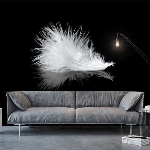 Colomac Custom 3d Nordic Style Modern Minimalist White Feather Wallpaper Bedside Decoration Background Mural Dro Pshopping