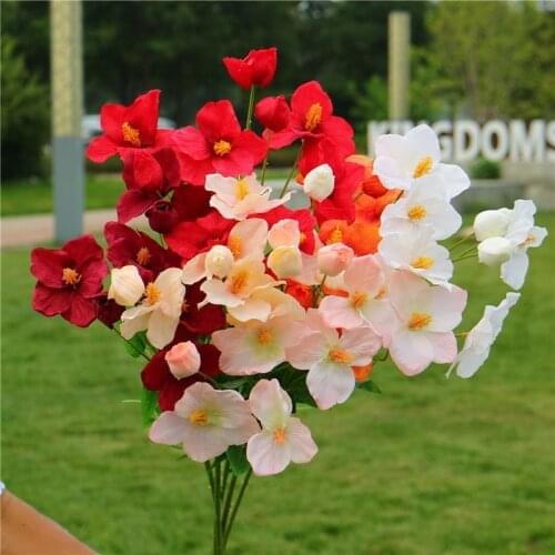 5pcs Artificial 9 Heads Lilacs Silk Flowers Background Wall Wedding Bouquet Road GuideFake Flowers Decorative Home Display