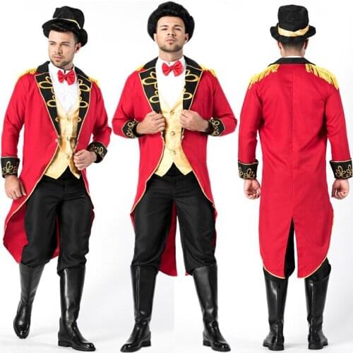 Halloween Circus Performance Stage Suit Wild Animal Trainer Magician Cosplay Costume Carnival Purim Masquerade Men Party Dress