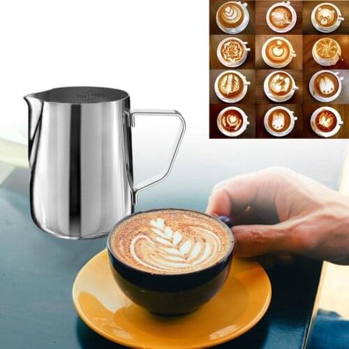 HobbyLane Stainless Steel Frothing Steaming Pitcher Garland Cup 350ml for Espresso Machine Coffee Milk Frother and Latte Maker