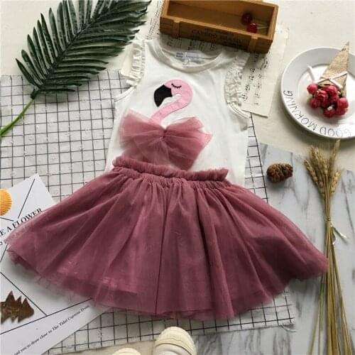 Tonytaobaby Summer Wear New Style Baby Girls Cute Flamingo Girls Outfit Kids Clothing Toddler Girl Clothes