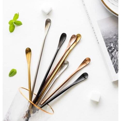 Stainless Steel Ice Spoon Colorful Bottle Gourd Long Handle Dessert Honey Scoop Bar Sugar Coffee Stir Tableware Tool