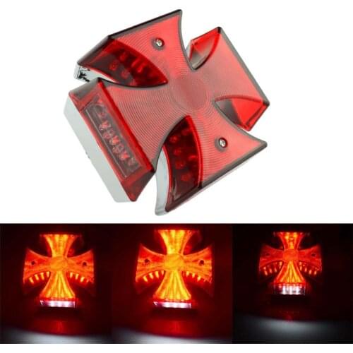 Maltese Cross LED Taillight Brake Rear License Plate Light for Motorcycle Tail Light Kawasaki VN Vulcan Classic Custom 900