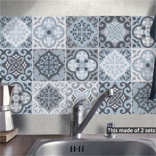 Moroccan Blue Tiles Wall Sticker PVC Self-Adhesive Tile Decals for Kitchen Decoration DIY Waterproof Furniture Bathroom Design