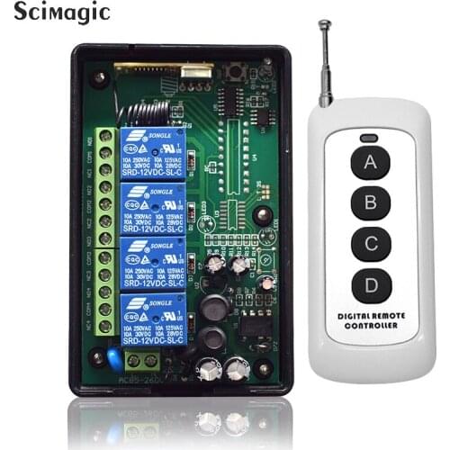 AC 85V~250V 110V 220V 4CH Wide Voltage Multi-Function RF Wireless Remote Radio Switch Remote Light Switch Wireless Receiver