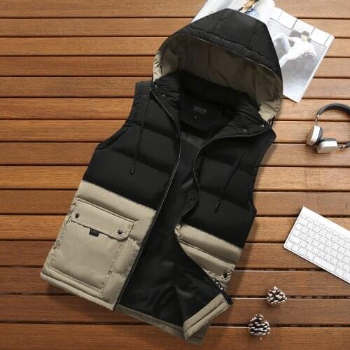 Mens Fashion Vest coat 2019 New winterMen Baggy Spell Color Sleeveless Padded Warm Vest Jackets Male Plus Size XXXL