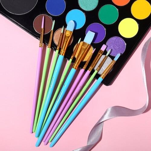10 Packs Of Color Makeup Body Paint Oil Paint Brushes Halloween Painted Makeup Brush Set Wooden Cosmetic Pencils Tools Kit