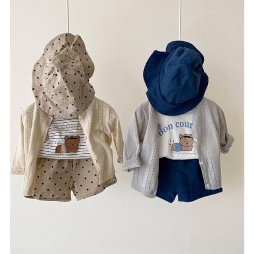 2021 New Baby Girls Boys Sweater Hollow Out Knitted Cardigan Jacket Coat Summer Air Conditioner Kids Sweater Coat Clothes