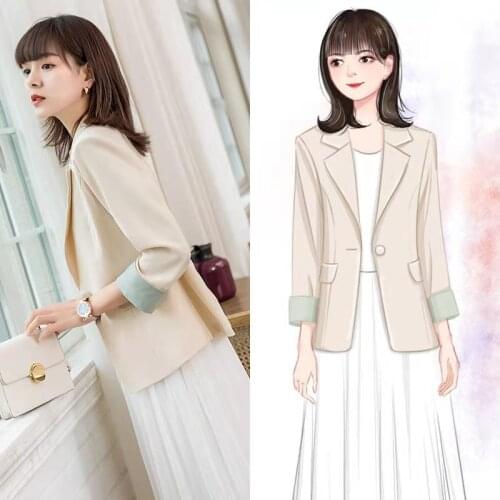 New Summer Blazers French Style Womens Spring Jacket 2021 All-Match Jackets Female Oversize 4XL Slim OL Suit Femme Office Coat