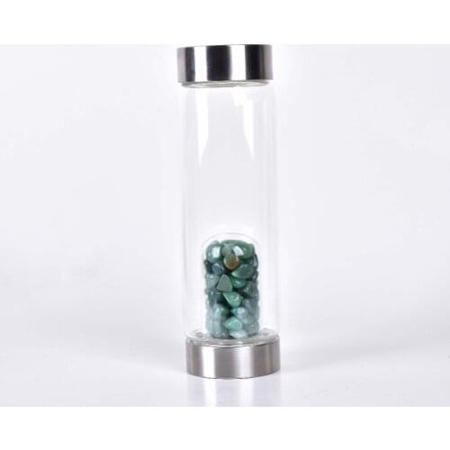 Wholesale Best Sellers Natural Green Aventurine crystal Gemstone Gravel Crystal Point Glass Infused Water Bottle