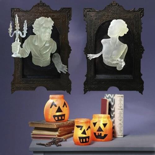 Ghost in The Mirror Halloween Resin Luminous Frame ornaments 3D Ghost In The Mirror Frame Can Luminous Halloween Decoration