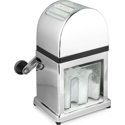 Manual Ice Crusher Machine with Stylish Mirrored Finish - Includes an Ice Tray and Scoop Barware