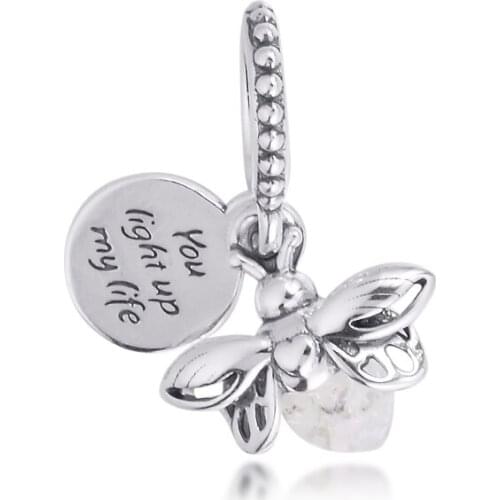 Silver 925 Sterling Beads Glow In The Dark Firefly Dangle Charm Fit Bracelets Necklace DIY for Women Gift 2021 Spring New 021380