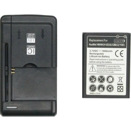 1800mAh HB4W1H / HB4W1 Replacement Battery + Universal Charger For Huawei Ascend G510 G520 G525 Y210 Y530 U8951 T8951