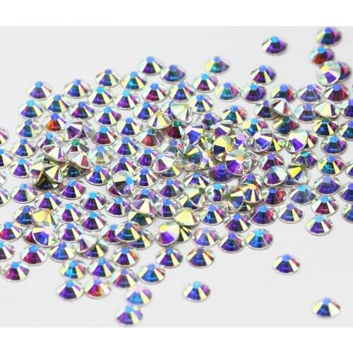 SS3-SS40 AAA Flatback Glass Strass Non Hot Fix Rhinestone Crystal AB Clear Non Hotfix Rhinestones for 3D Nail decoration