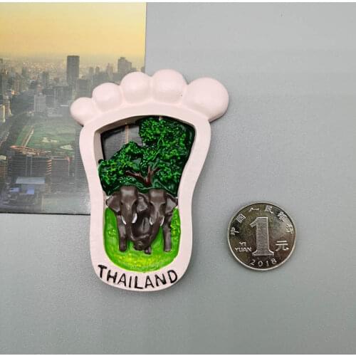 Thailand Elephant 3D Stereo Footprint Resin Refrigerator Magnets Thailand Tourist Fridge Magnet Souvenir for Home Decoration