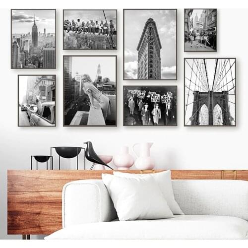 Lunch On a Skyscraper New York City Vintage Poster Prints Black White Lunch A Top Photo Canvas Painting Home Wall Art Decor