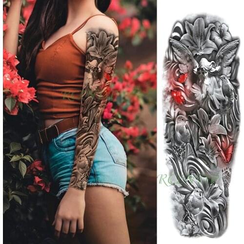 Waterproof Temporary Tattoo Sticker angel butterfly bird flower footprint full arm fake tatto flash tatoo for men women