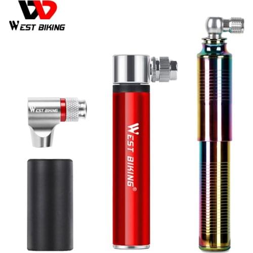 WEST BIKING Mini Hand Bike Pump Aluminium Alloy Lightweight 160PSI Schrader Presta Handle Inflator Cycling Tire Air Bicycle Pump