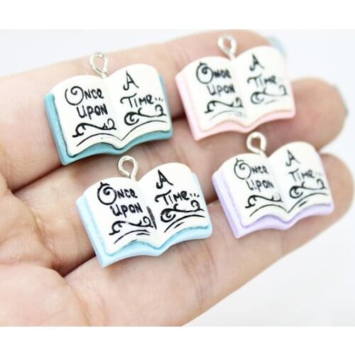 Yamily 10Pcs/Resin Book Charm Fairy Tale Book Flat Once Upon A time.. Pendant Jewelry For DIY Earring Bracelet Keychain Making