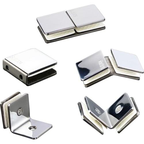 Stainless Steel Glass Clips Bracket Holder Heavy Duty Clam Shelf Clip Support Shower Room Mirror L-Camp Bathroom Clips