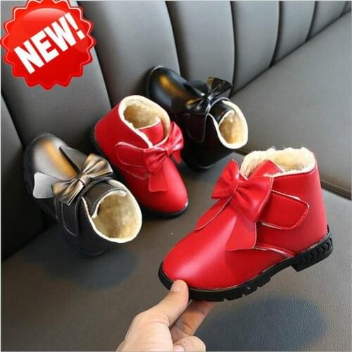 3-12 Years Fashion Bow Big Kids Winter Books Shoe Little Girl Leather Boots 2020 New Princess snow boots winter warm girls boots