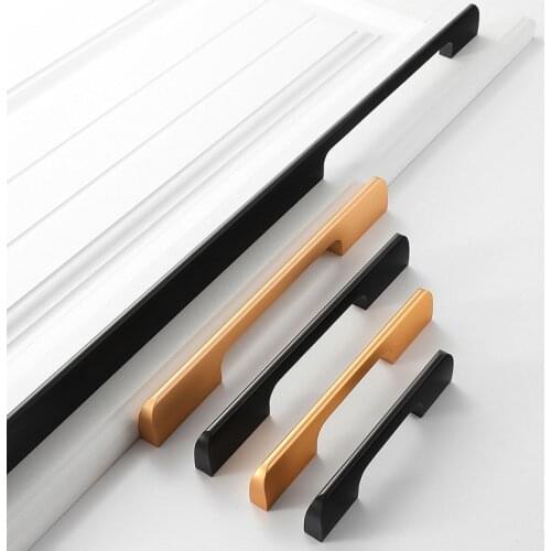 Gold Kitchen Cabinet Handle and Knobs Large Wardrobe Handles Black Drawer Pulls Closet Cupboard Knob Furniture Door Hardware