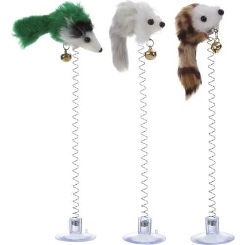 1/3Pcs Funny Cat Toys Elastic Feather False Mouse Bottom Sucker Toys for Cat Kitten Playing Pet Seat Scratch Toy Pet Cat Product