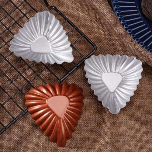 1pcs Non-stick Egg Tart Mold Carbon Steel Brown Ripple Muffin Cupcake Reusable Baking Mold Triangle Shape Bakeware Tartlets Pans