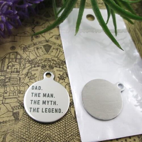20pcs--"Dad The Man The Myth The Legend"stainless steel charms 5 styles for choosing DIY Charms for necklace bracelets