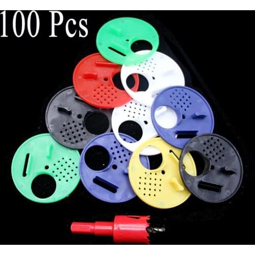 100PCS Beekeeping Bee Supplies Ventilate Hole Round Beehive Rotary 53mm Entrance Gate Disc Plastic Nest Door M42 Metal Opener